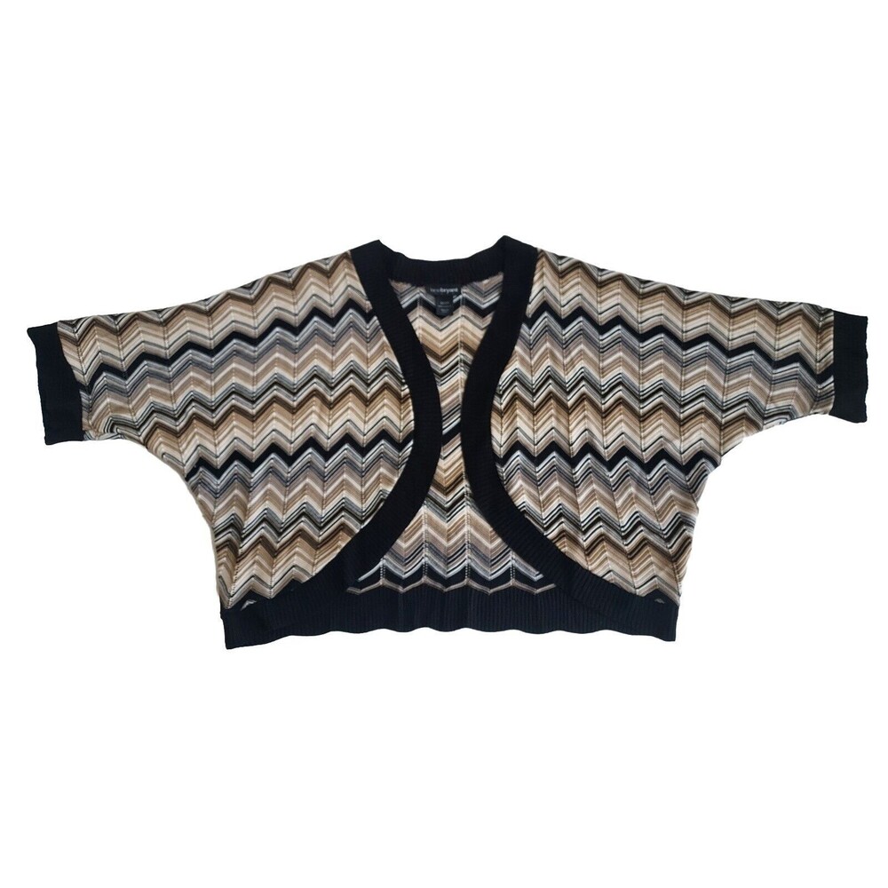 NWOT Lane Bryant Tan/brown/black Chevron Design 3/4 Sleeve Shrug Sweater 22/24